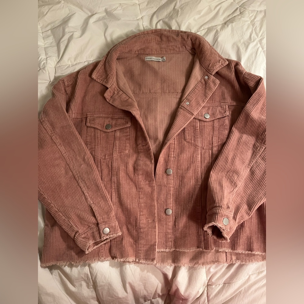 paper crane pink jean jacket Large